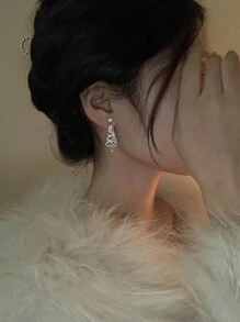 1對奢華而精緻的聖誕樹造型耳環,適用於女性在任何場合佩戴 - 銀色 - 查看 3