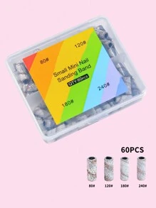 美甲研磨打磨頭砂輪,60入組3.1毫米研磨環,美甲移除和修復工具 - 彩色 - 查看 3