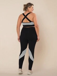 Plus Size Sports Sets - 黑色 - 查看 4