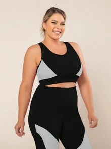 Plus Size Sports Sets - 黑色 - 查看 3