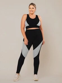 Plus Size Sports Sets - 黑色 - 查看 2