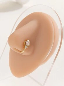 Bộ 3 khuyên mũi giả hình trái tim và lá bằng đồng đính đá Zirconia thời trang, thích hợp cho nữ giới đeo hàng ngày, quà tặng Ngày của Mẹ. - Vàng - Xem 4