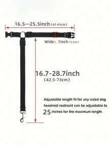 1入組黑色可調節耐磨尼龍汽車安全繩索合適適用於戶外遊玩貓和小狗