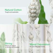 VIVOSUN 1-Pack Macrame Plant Hanger With Hook 4 Legs Cotton Rope Hanging Plant Holder For Indoor And Outdoor Decor, White