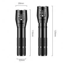 1pc Aluminum Alloy Multifunctional Zoomable Rechargeable High Light Led Flashlight For Outdoor Fishing, Night Running And Camping - Black - View 2