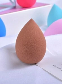 1入棕色美妝海綿粉撲,超柔軟,可濕潤或乾燥使用,適用於散粉、蜜粉、粉底和定妝,簡單方便的化妝工具 - 棕色 - 查看 1
