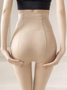 1pair Ladies' Skin Color Double-Layered Fleece Tights - Apricot - View 5