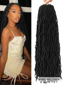 1-6 包新款仿 Locs 钩针假发，超长预绕软 Locs，合成钩针接发，适合圣诞礼物（1b#） - 黑色 - 查看 8