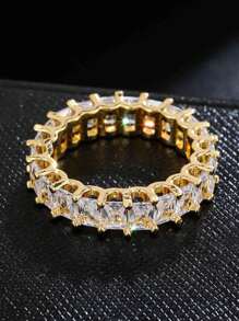 1 chiếc nhẫn mạ vàng Cubic Zirconia dành cho nam nữ Nhẫn cưới Trang sức kỷ niệm Quà tặng Nhẫn đôi - Vàng - Xem 3