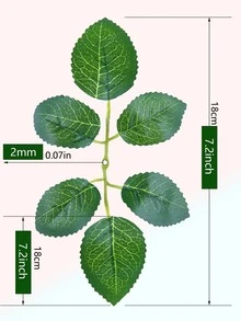 100入組玫瑰樹葉人造綠色植物假玫瑰花樹葉適用於DIY聖誕節婚禮中心裝飾品派對裝飾玫瑰藤蔓花環花環用品 - 綠色 - 查看 2