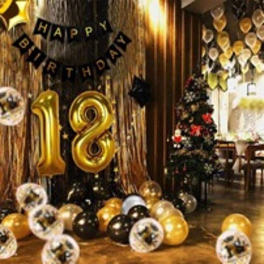 Globos decorativos, globos de cumpleaños, globos de números, globo metálico - Dorado - Ver 1