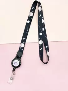 1 pieza de carrete retráctil de cordón de insignia de dibujos animados lindo para estudiantes para prevenir la pérdida de tarjeta de identificación