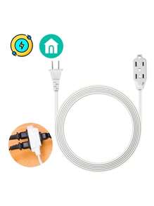 Extensión Eléctrica 6 Metros Uso Domestico 3 Multicontacto - Blanco - Ver 2
