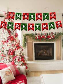 1 Biểu ngữ Giáng sinh vui vẻ, Biểu ngữ treo giấy đỏ xanh, Biểu ngữ Giáng sinh ông già Noel, người tuyết, dùng để trang trí lò sưởi trong nhà ngoài trời và trang trí tiệc - Nhiều màu - Xem 2