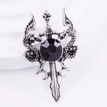 1入組雙龍串珠&鑲有鑽石的劍形胸針,萬聖節服飾配件禮品