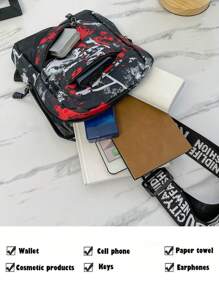 Túi đeo chéo Mini Allover Graphic Sling Bag Work Sport Lightweight Anti Theft Go Out With Adjustable Strap Nylon College School Outdoor Father Gifts Present Valentines Gifts College Bag Comme Practical Camflagance Fashion Leisure Print Side Bag Fanny Pack Summer Back To School The Sporty Life Bag Pack Belt Bag Waist Bag Spring School Supplies Purse Side Bags - Nhiều màu - Xem 3