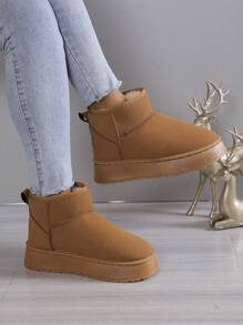 Women's Plush Warm Snow Boots - Maroon - View 2