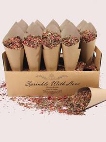 1 Juego de conos de confeti de papel Kraft personalizados, soporte de bandeja de boda, bandeja de caja de soporte de cono de confeti para ceremonia de compromiso, decoración para fiesta de boda - Caqui - Ver 1