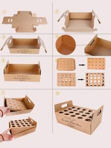 1 Juego de conos de confeti de papel Kraft personalizados, soporte de bandeja de boda, bandeja de caja de soporte de cono de confeti para ceremonia de compromiso, decoración para fiesta de boda - Caqui - Ver 5