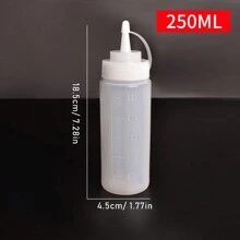 厚型pe瓶身帶刻度擠壓瓶,適用於番茄醬、沙拉醬、塑料調味料分配器瓶,有噴嘴,可裝果醬 - 白色 - 查看 7