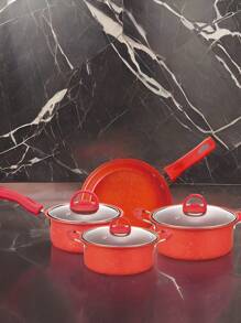 13 en 1 Utensilios de Cocina Multiusos Antiadherentes. Juego Sartenes Acero Inoxidable - Rojo - Ver 1