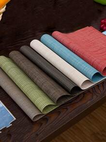 6入組塑料編織餐墊,優雅的矩形塑料編織餐墊,適用於室內或室外飲食,可水洗,可重複使用,防滑,極簡實色餐具墊,編織厚pvc保溫餐墊,防水 - 黃色 - 查看 4