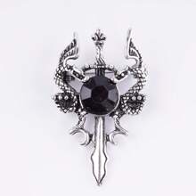 1入組雙龍串珠&鑲有鑽石的劍形胸針,萬聖節服飾配件禮品