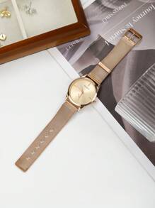 1 Miếng Vàng hồng Hợp kim Chất liệu Thời trang Quý cô Đồng hồ - Hoa hồng vàng - Xem 4