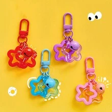 可愛的五角星鈴鐺掛飾,優雅的糖果色馬卡龍袋鑰匙鍊,女性女孩子的車掛飾鑰匙頭環。空心透明亞克力配件手機殼、背包diy裝飾。 - 紫色 - 查看 2