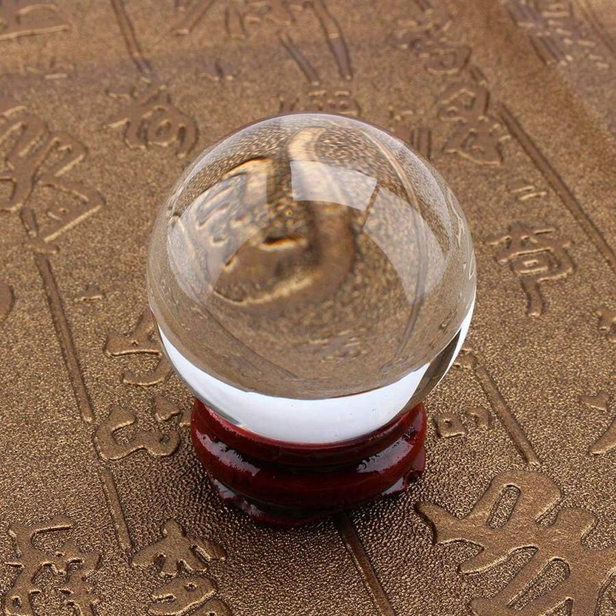 Mini Bola Esfera Magica de Cristal Decoración Magia Habitacion Oficina Meditacion Adivinacion Regalo Amuleto - Transparente - Ver 1