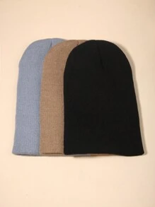 3pcs 1-12Y Girl Y2k Toddler Kids Knitted Winter Warm Cute Baby Boy Girl Beanie Hat Black Newborn Babies Bonnet Beanies - Multicolor - View 3