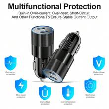 Maerknon 1 件黑色双 PD 车载充电器 40W 快速充电 USB C 车载手机充电器快速充电 3.0 兼容 小米华为三星车载手机适配器点烟器插槽车载充电器 - 黑色 - 查看 6