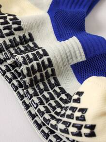 FLSHMCEN 男士足球襪防滑1對,帶著防滑垫的足球籃球運動襪 - 藍色 - 查看 6