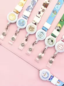 1 pieza de carrete retráctil de cordón de insignia de dibujos animados lindo para estudiantes para prevenir la pérdida de tarjeta de identificación
