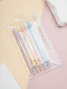 5pcs Quick Drying Ballpoint Pens, Black Ink, Large Capacity, 0.5mm Tip For Students And Office, Retractable, Signature Pen - Multicolor - View 5