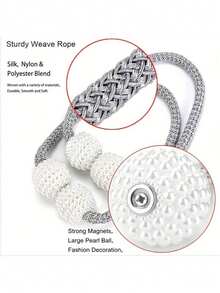 4 chiếc/2 chiếc Khóa rèm cửa từ tính giả ngọc trai hiện đại, Dây buộc rèm cửa từ tính đơn giản & không cần khoan - trắng - Xem 7