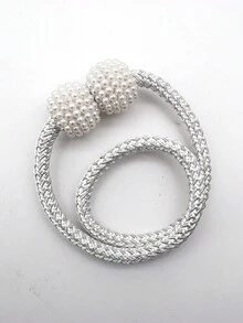 4 chiếc/2 chiếc Khóa rèm cửa từ tính giả ngọc trai hiện đại, Dây buộc rèm cửa từ tính đơn giản & không cần khoan - trắng - Xem 5
