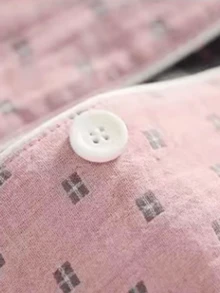 幾何圖案口袋家居服套裝 - 粉色 - 查看 3