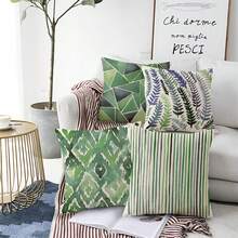 4pcs Green Asymmetric Printed Pillow Covers Sofa Home Decoration (Pillow Core Not Included) - Multicolor - View 2