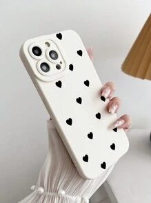 1pc White Love Patterned Tpu Phone Case Cover With Camera Protection, Anti-slip, And Skin-friendly Compatible With Iphone Models - Multicolor - View 2