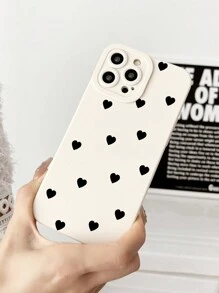 1pc White Love Patterned Tpu Phone Case Cover With Camera Protection, Anti-slip, And Skin-friendly Compatible With Iphone Models - Multicolor - View 4