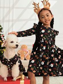 PETSIN 1件聖誕節狗衣服,公主風格聖誕老人服裝 - 彩色 - 查看 3