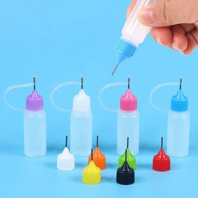10毫升精密尖头涂抹瓶，配有4个喷嘴，适用于丙烯画、衍纸工艺和DIY
