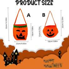 1pc/5pcs/10pcs Halloween Pumpkin Themed Non-woven Candy Bag Trick-or-treat Goodie Bag Portable Pumpkin Candy Holder Gift For Halloween Party Supplies