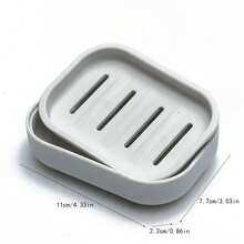 1pc Travel Self-Draining Double Layer Soap Box - Keep Your Soap Clean and Dry in Style Soap Holder Soap Case Soap Container Travel Accessories Travel Essentials - Grey - View 6