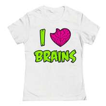 Nearly There I Heart Brains Graphic White Women Cotton Short-Sleeve T-Shirt - 白色 - 查看 1