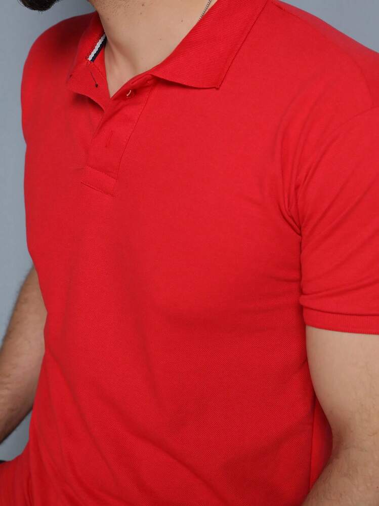 Men Polo Shirts - 紅色 - 查看 7