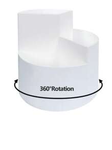 1pc 360-degree Rotating Storage Rack For Stationery, Cosmetics And Daily Essentials - White - View 4