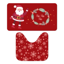 Christmas Bathroom Rug Set Santa Claus And Snowflakes FAST SHIPPING! - 紅色 - 查看 2