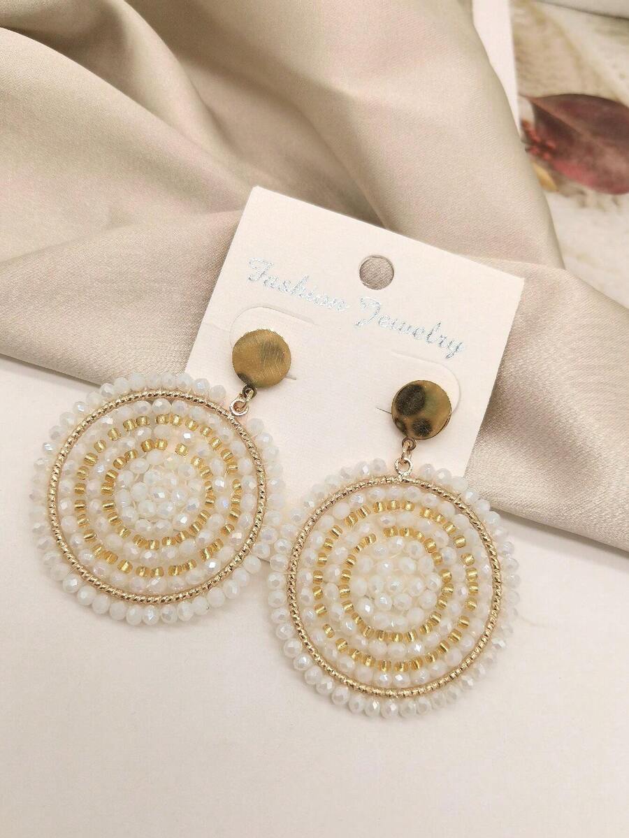 Bông tai lủng lẳng - trắng - Xem 1